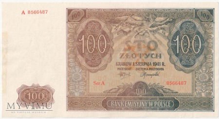 100 złotych 1 sierpnia 1941 rok Ser. A
