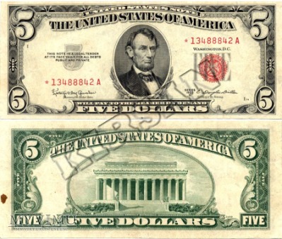 Banknot $ 5.00 1953 r