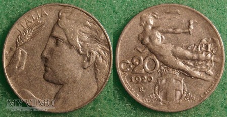 Włochy, 1920, 20 Centesimi
