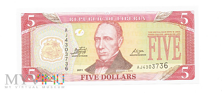 Liberia - 5 dolarów, 2011r.