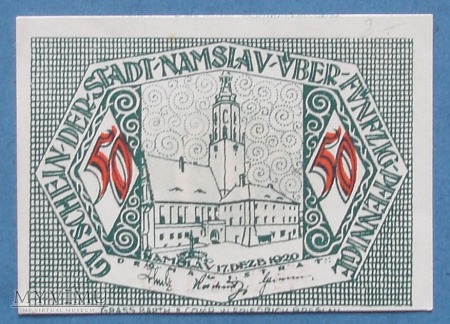 50 Pfennig 1920 r - Namslau - Namyslow
