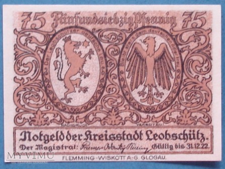 75 Pfennig 1922 r - Leobschütz - Glubczyce