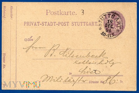 Postkarte Stuttgart.1a,prywatne wiadomości,pocztow