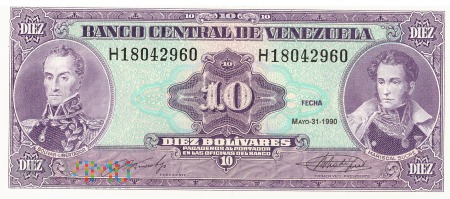 Wenezuela - 10 boliwarów (1990)