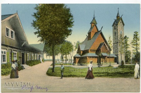 Duże zdjęcie Karkonosze - Bierutowice, Świątynia Wang - ok.1915