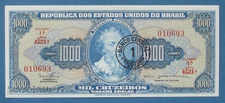 1 Cruzeiro novo ( 1000 cruzeiros) 1966r - Brazylia