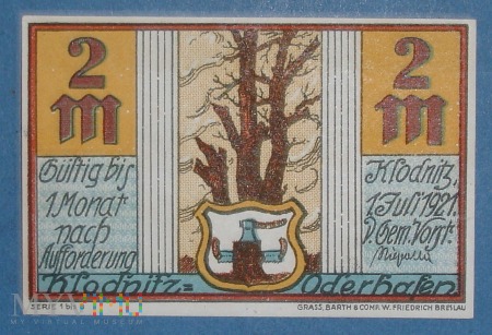 2 Mark 1921 - Klodnitz - Kłodnica
