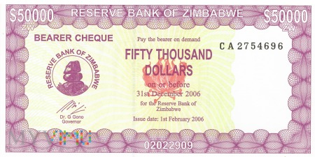 Duże zdjęcie Zimbabwe - 50 000 dolarów (2006)