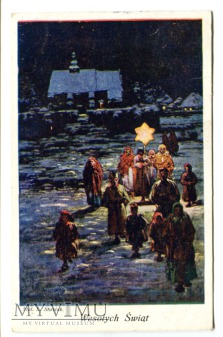 Duże zdjęcie 1929 Ludwik Stasiak Kolędnicy Święta Noc