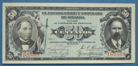 Duże zdjęcie 50 centavos 1915 r - Meksyk
