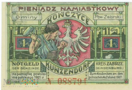 Duże zdjęcie Notgeld- 1 Marka- Kończyce- 1922