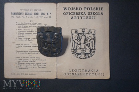 Legitymacja - Nadanie Odznaki OSA z 1949 r.