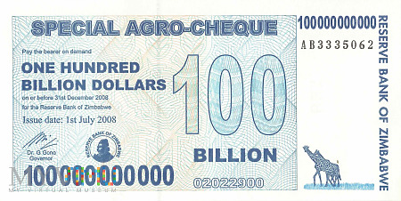 Zimbabwe - 100 000 000 000 dolarów (2008)