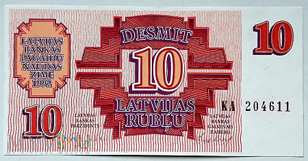 Łotwa 10 rubli 1992