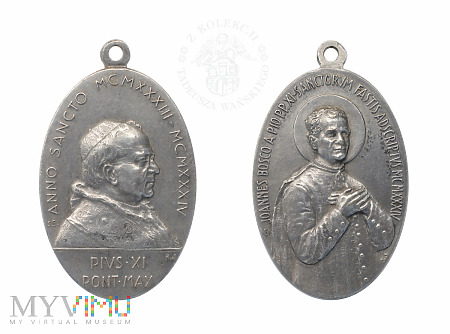 Medalik pamiątkowy kanonizacji Jana Bosko -1934 r.