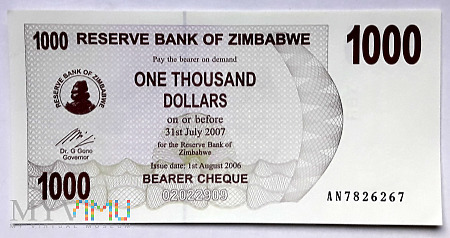 Zimbabwe 1000 $ 2006