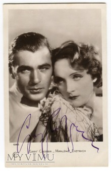 Duże zdjęcie Marlene Dietrich Gary Cooper Autograph 1065