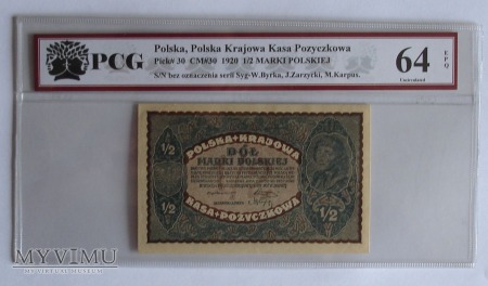 1/2 Marki 1920 r -Polska Krajowa Kasa Pozyczkowa