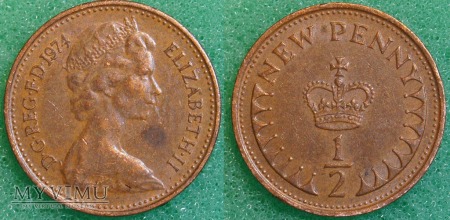 Wielka Brytania, half penny 1974
