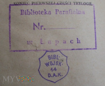 Biblioteka Wojskowa 14 DAK,Bibl.Paraf. w Łapach