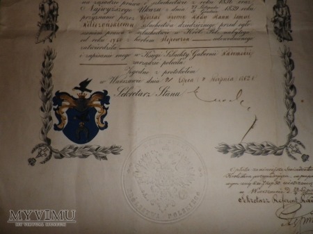 Herb Ślepowron- dokument Rady Stanu Kr.Polskiego