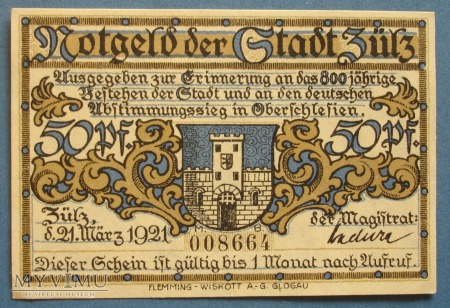 50 Pfennig z 1921 r - Zülz - Biala