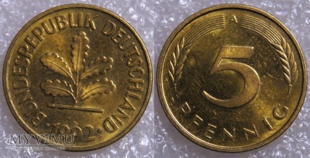 Niemcy, 1992, 5 Pfennig