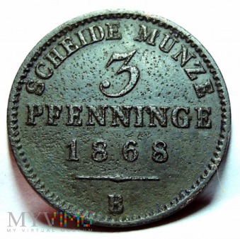 Moneta 3 Pfenninge 1868 B