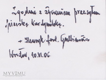 List od Kardynała Henryka Gulbinowicza