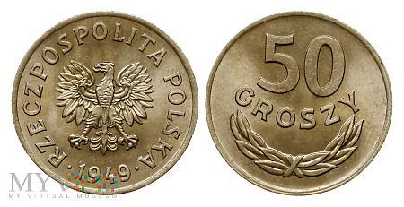 Duże zdjęcie 50 groszy, 1949, (miedzionikiel)