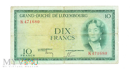 Duże zdjęcie 10 Francs, 195? - Luksemburg