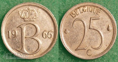 Belgia, 25 Centimes 1966