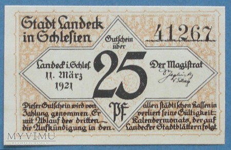 Duże zdjęcie 25 Pfennig 1921 r - Bad Landeck - Ladek Zdroj