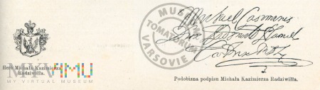 Podpis i herb Michała Kazimierza Radziwiłła