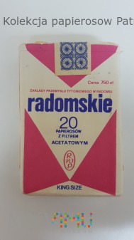 Papierosy Radomskie King Size 1989 rok. Cena 750zł