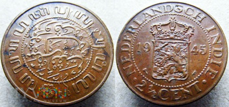 Duże zdjęcie INDIE HOLENDERSKIE 2½ Cents Wilhelmina 1945 P