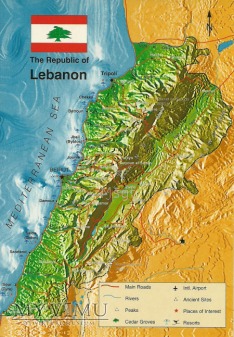 LIBAN - MAPA FIZYCZNA