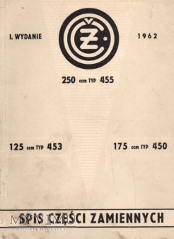 ČZ 453 450 455. Katalog części z 1962 r.