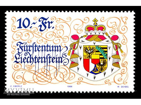 Duże zdjęcie Znaczek z herbem Liechtensteinu