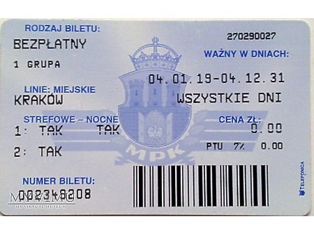 Bilet MPK Kraków 39