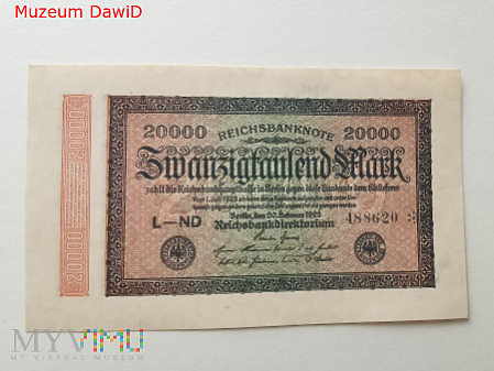 Niemcy - 20.000 marek, 1923r. UNC