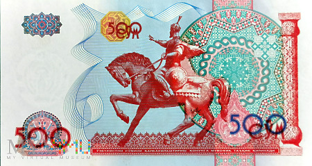 Banknot 500 sum z pomnikiem Tamerlana z Taszkientu