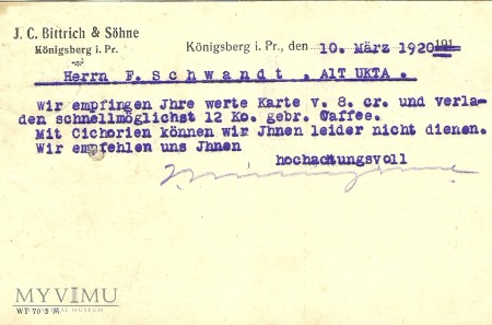 J.C. Bittrich & Sohner Konigsberg 1920