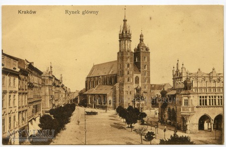 Duże zdjęcie Kraków - Rynek - Kościół Mariacki - 1900