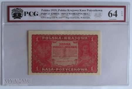 1 Marka 1919 r -Polska Krajowa Kasa Pozyczkowa