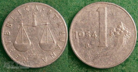 Włochy, 1 Lira 1954