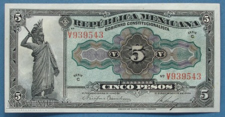 5 pesos 1915r Republica Mexicana- Meksyk