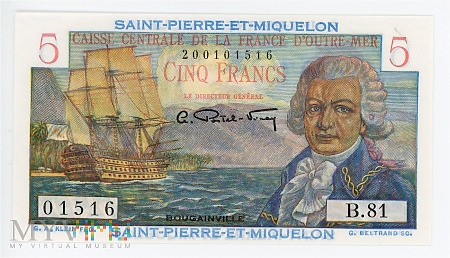 Saint Pierre & Miquelon 5 franków, 1950 - 1960r.