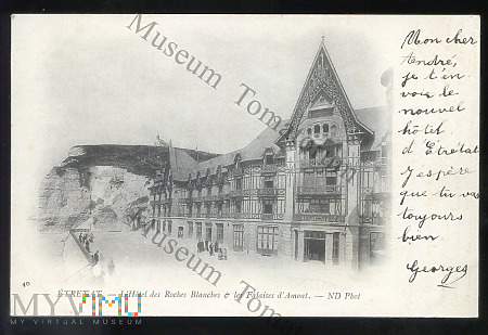 Etretat - Hotel des Roches Blanches i klify - 1900