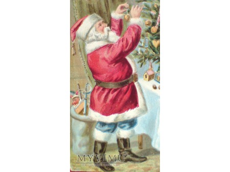 Święty Mikołaj ubiera choinkę Boże Narodzenie
